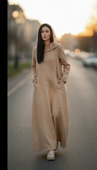 Kafftan with Hoodie  - Linen Treated-Linen  | سويت شيرت