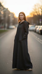 Kafftan with Hoodie  - Linen Treated-Linen  | سويت شيرت