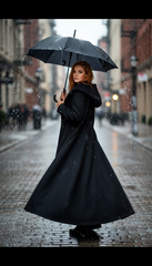 Heavy Wool Hooded Coat with Belt – Available in Black & Beige| لونج