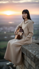 Kafftan with Hoodie  - Linen Treated-Linen  | سويت شيرت