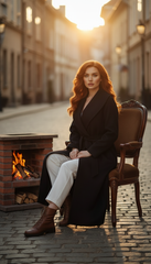 Heavy Wool Hooded Coat with Belt – Available in Black & Beige| لونج