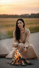 Kafftan with Hoodie  - Linen Treated-Linen  | سويت شيرت