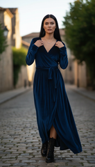 Turkish Velvet Wrap Dress  – Perfect for Any Occasion | راب قطيفه