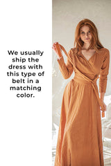 Linen Dress with Wrap Design & Wide Belt: Elegance and Femininity in Every Detail