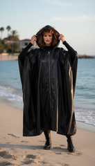 🖤 Waterproof Oiled Oversize Jacket with Large Hood – Black Only| لامع