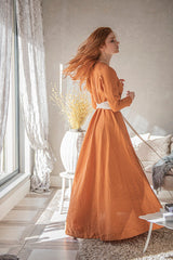 Linen Dress with Wrap Design & Wide Belt: Elegance and Femininity in Every Detail