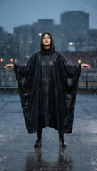 🖤 Waterproof Oiled Oversize Jacket with Large Hood – Black Only| لامع
