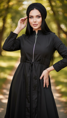 Maxi Dress with Front Zipper & Adjustable Inner Belt  |مشحم سوسته