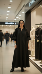 Black Oversized Dress with Balloon Sleeves | بالون