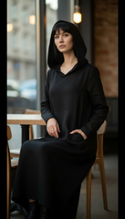 Kafftan with Hoodie  - Linen Treated-Linen  | سويت شيرت