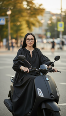 Black Oversized Dress with Balloon Sleeves | بالون