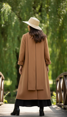 Camel Wool Dress with Oversized Scarf – Warmth & Timeless Style| سبوت