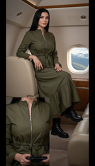 Maxi Dress with Front Zipper & Adjustable Inner Belt  |مشحم سوسته