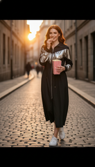 Black & Silver Waterproof Jacket  – Wear It as a Dress or Jacket!| ديسكو