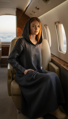 Kafftan with Hoodie  - Linen Treated-Linen  | سويت شيرت