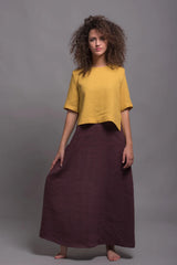 🌸 "Linen Two-Piece Set – Long Back Top & Sleeveless Purple Dress | Pockets & All Sizes!" 🌸| بديل