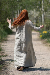 2-Piece Linen Set: Beige Cardigan & Black Dress