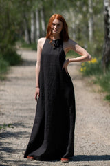 Sleeveless Maxi Dress from Premium Italian Linen – A Wardrobe Essential with Timeless Style