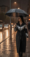 Black & Silver Waterproof Jacket  – Wear It as a Dress or Jacket!| ديسكو