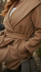 Heavy Wool Hooded Coat with Belt – Available in Black & Beige| لونج