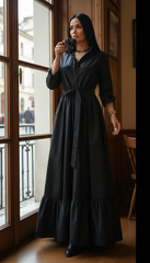 Maxi Dress with Front Zipper & Adjustable Inner Belt  |مشحم سوسته