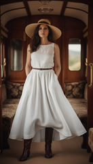 Linen Cloche Skirt with Hidden Pockets |كلوش