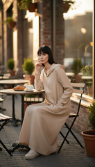 Kafftan with Hoodie  - Linen Treated-Linen  | سويت شيرت