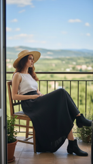 Linen Cloche Skirt with Hidden Pockets |كلوش