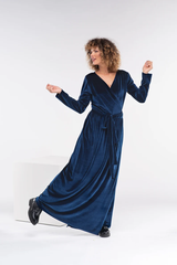 Elegant Turkish Velvet Wrap Dress for Women – Perfect for Any Occasion