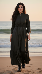 Maxi Dress with Front Zipper & Adjustable Inner Belt  |مشحم سوسته