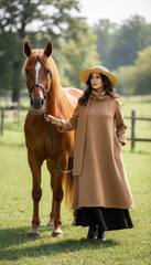 Camel Wool Dress with Oversized Scarf – Warmth & Timeless Style| سبوت