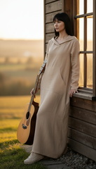 Kafftan with Hoodie  - Linen Treated-Linen  | سويت شيرت