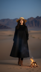 Camel Wool Dress with Oversized Scarf – Warmth & Timeless Style| سبوت