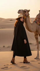Camel Wool Dress with Oversized Scarf – Warmth & Timeless Style| سبوت