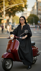 Black Oversized Dress with Balloon Sleeves | بالون