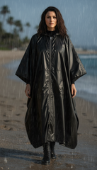 🖤 Waterproof Oiled Oversize Jacket with Large Hood – Black Only| لامع