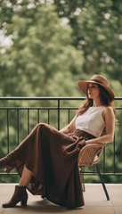 Linen Two-Piece Set – White Top &Flowing Skirt|طقم  توب وجيب