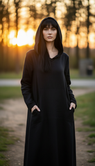 Kafftan with Hoodie  - Linen Treated-Linen  | سويت شيرت