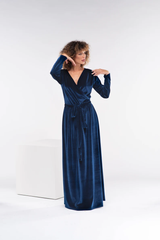 Elegant Turkish Velvet Wrap Dress for Women – Perfect for Any Occasion