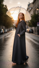 Kafftan with Hoodie  - Linen Treated-Linen  | سويت شيرت