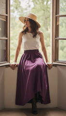 Linen Cloche Skirt with Hidden Pockets |كلوش