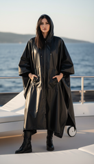 🖤 Waterproof Oiled Oversize Jacket with Large Hood – Black Only| لامع