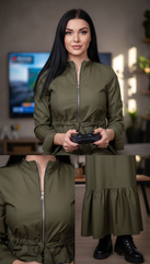 Maxi Dress with Front Zipper & Adjustable Inner Belt  |مشحم سوسته