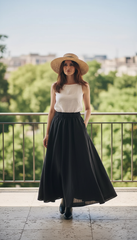 Linen Two-Piece Set – White Top &Flowing Skirt|طقم  توب وجيب