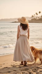 Linen Cloche Skirt with Hidden Pockets |كلوش