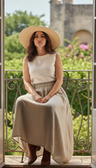 Linen Cloche Skirt with Hidden Pockets |كلوش
