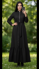 Maxi Dress with Front Zipper & Adjustable Inner Belt  |مشحم سوسته