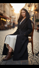 Heavy Wool Hooded Coat with Belt – Available in Black & Beige| لونج