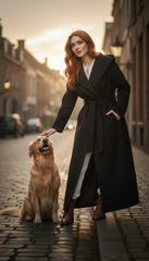 Heavy Wool Hooded Coat with Belt – Available in Black & Beige| لونج