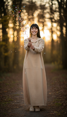 Kafftan with Hoodie  - Linen Treated-Linen  | سويت شيرت